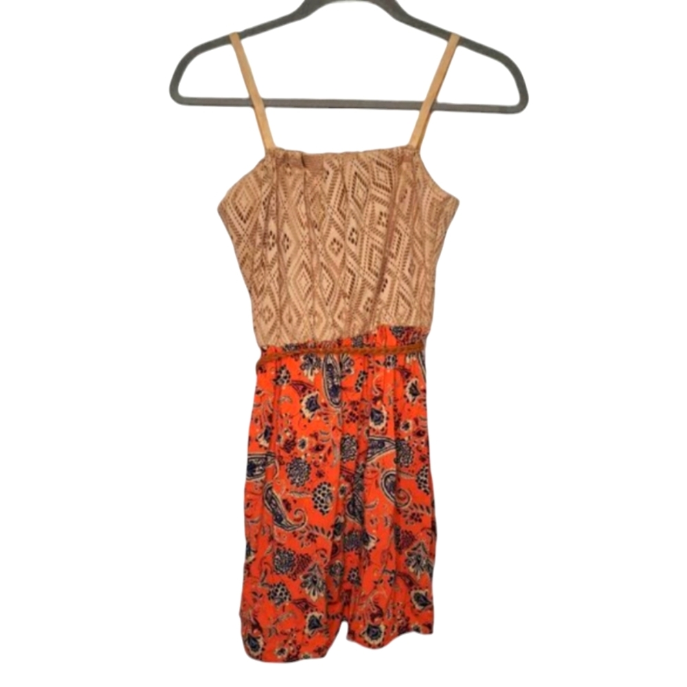 As U Wish Spaghetti Strap Paisley BoHo Dress Size Small